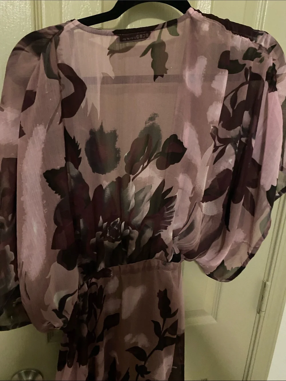 BCBGeneration Sheer Floral Tie-Waist Kimono Coverup - Picture 8 of 8